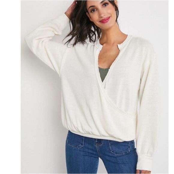 Free People Anyway Textured Tee In Gardenia - Picture 3 of 5